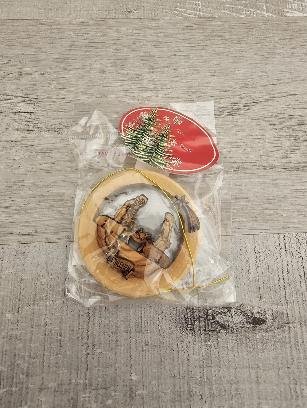 New Bethelhem Star Olive Wood Nativity Carving Christmas Ornament From Isreal